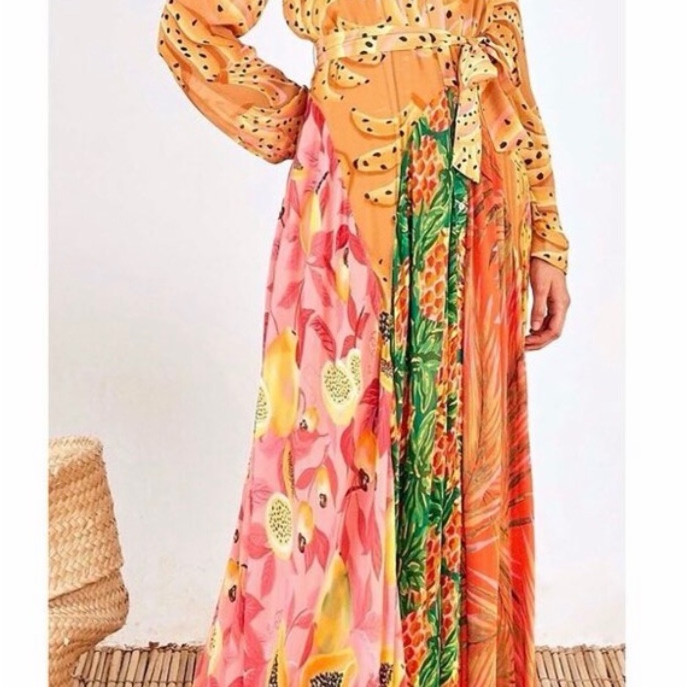 FARM Rio Multicolor Tropical Maxi Dress - Orange, Pink, Green